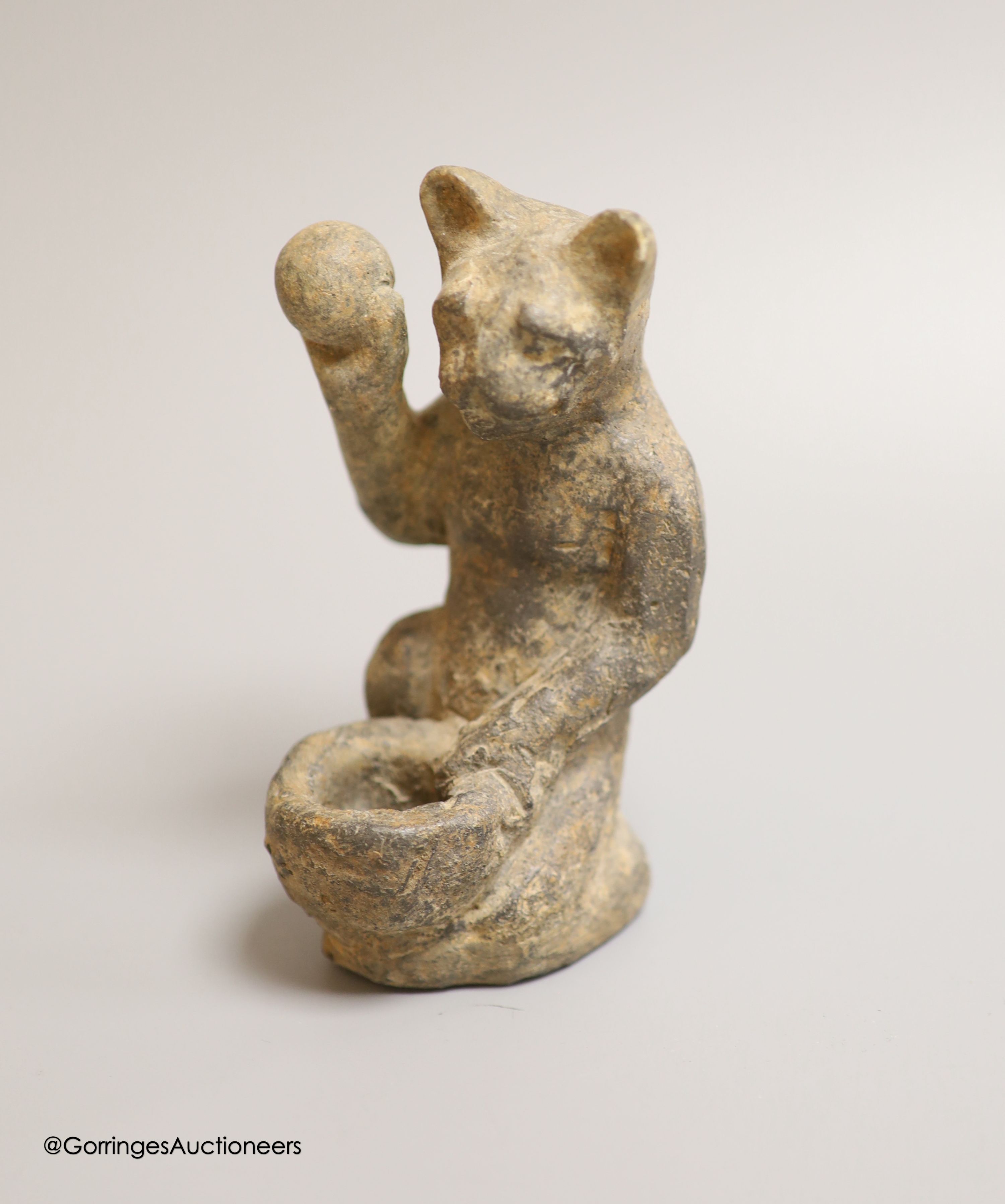 A Chinese Han dynasty style figure of a cat, height 12cm